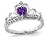 1/3 Carat (ctw) Natural Heart Amethyst Promise Ring in Sterling Silver